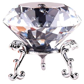 RekiLife Crystal Diamond Figurine Gemstone Object Paperweight Clear with Base (80mm)