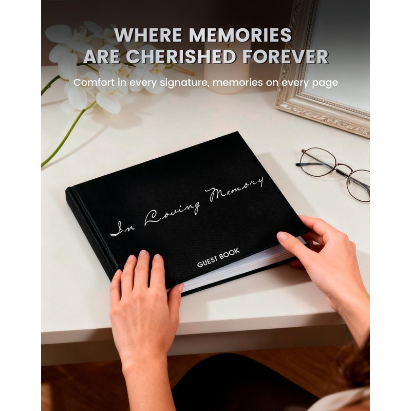 Funeral Guest Book for Memorial Service, In Loving Memory Sign