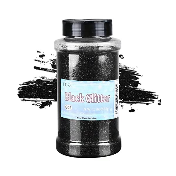 TORC Black Glitter, 1 Pound Extra Fine Glitter for Resin Crafts Tumblers Slime Paint DIY Ornaments Decoration