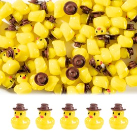 GTUDOR 50PCS Resin Ducks with Cowboy Hat, Mini Cute Duck Ornaments for Garden, Funny Hidden Duck Figurines for Outdoor Landscape Aquarium Decor Western Party Favors