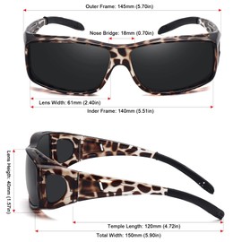 MEETSUN Fit Over Glasses Sunglasses for Men Women,Wrap Around Sunglasses Polarized UV400 Protection Gray Leopard Frame-Gray Lens