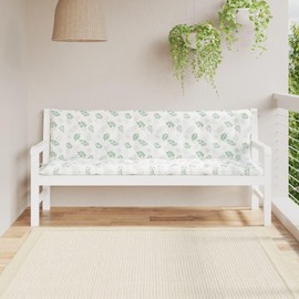 vidaXL Garden Bench Cushions 2 pcs with Leaf Pattern in Green, White Oxford Fabric - Perfect for Indoor/Outdoor Furnishings