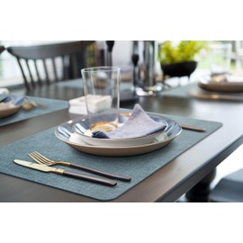 More Décor Faux Leather Placemats for Dining and Kitchen Table - Stain and Heat Resistant, Non Slip, Wipeable, Washable - Set of 6 - Brown