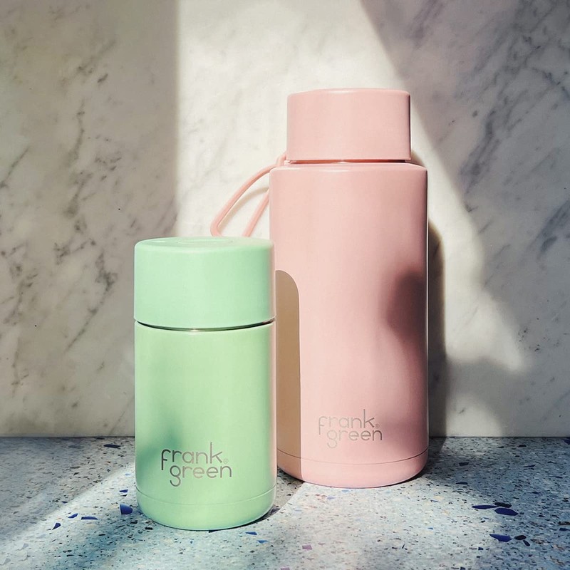 frank green Ceramic Reusable Bottle with Straw Lid, 34oz/1L Capacity