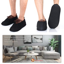 PlasMaller - 5 pares de fundas para zapatos reutilizables, lavables, antideslizantes, de malla negra, para el hogar, fundas gruesas para botas, XL