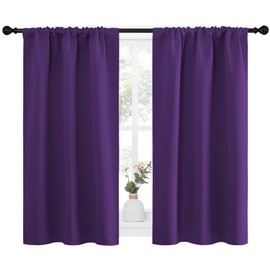NICETOWN Kitchen Curtains Blackout Drapes & Curtains, Energy Smart Window Treatment Curtain Panels for Bedroom (Royal Purple, 34" W x 45" L, Set of 2)