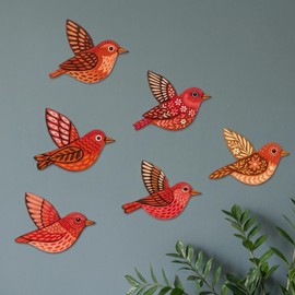 ARTINRENAISS Wooden Flying Birds Wall Decor, Scandinavian Rustic Wall Art Set Housewarming Gifts, 6 Pack Boho Birds Hanging Sign for Living Room, Bedroom, Kitchen