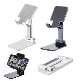 2 pcs Foldable Cell Phone Stand for Desk,Height Angle Adjustable Phone Holder,Portable Desktop Cellphone Stand Holder Compatible with,Tablet Stand Compatible with All Phones Cell Phone/Tablet