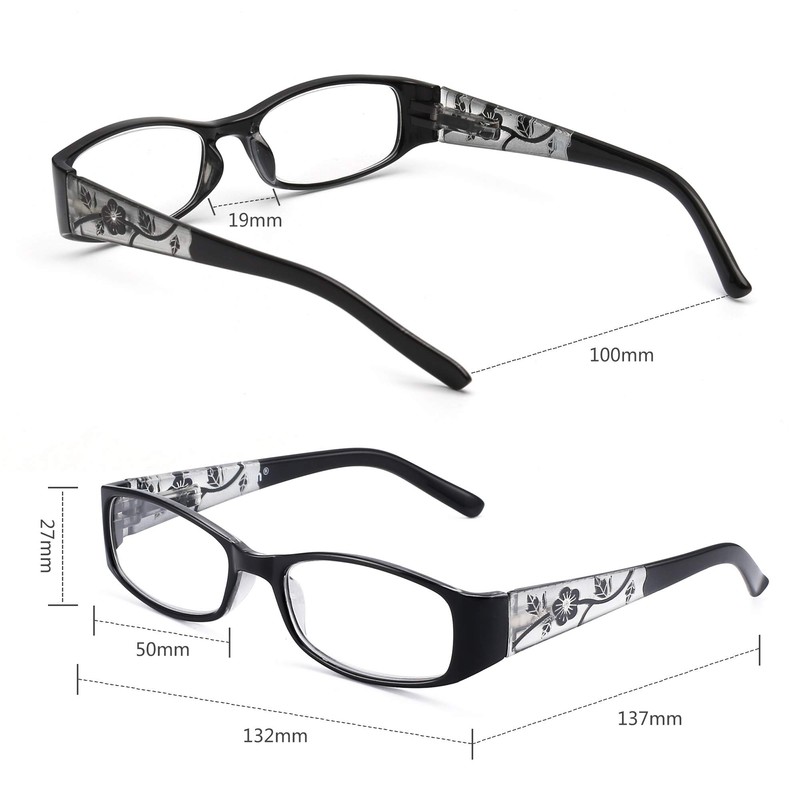 JM 3 Pack Damen Lesebrille Federscharnier Vintage Rechteckig Leser für
