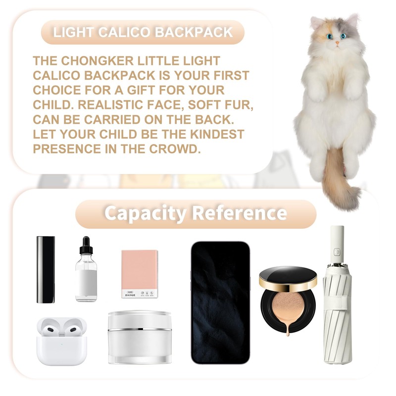 Chongker Stuffed Realistic Cat Plush Backpack - Cute and Soft