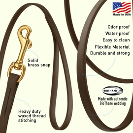 Viper K9 Biothane Working Dog Leash Waterproof Lead for Tracking Training Schutzhund Dog Sport & Search - Odor-Proof Long Line with Solid Brass Snap for Puppy Medium Large 1/2" x 33ft Chocolate Brown