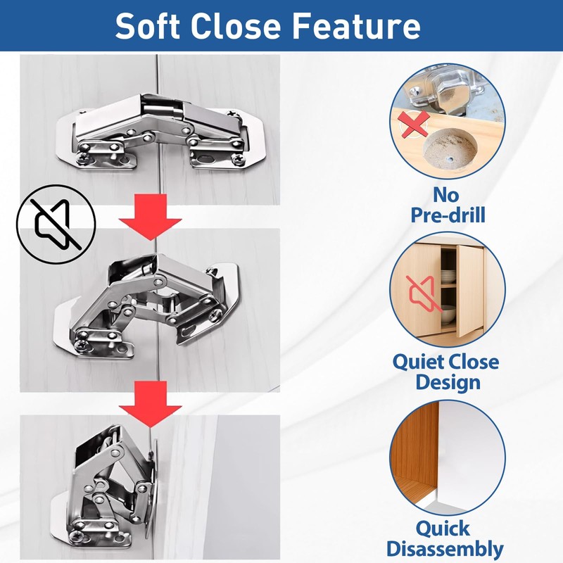 TamBee Soft Close Hinges, 90 Degree Kitchen Cabinet Door Hinges