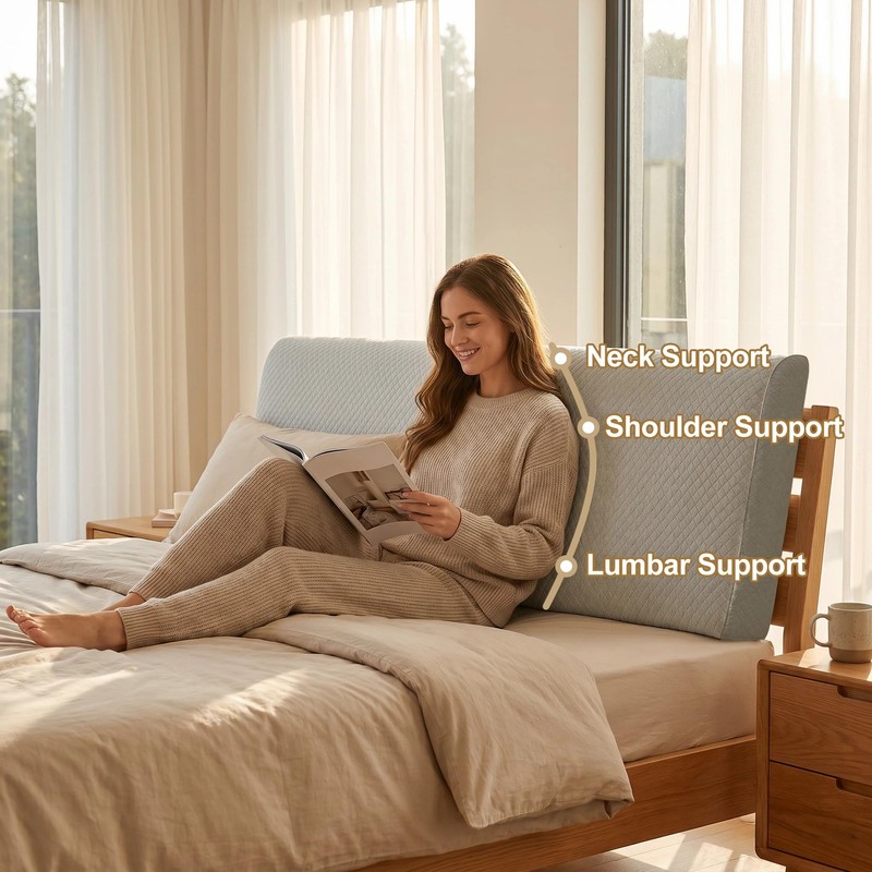 Kamellia No-Tools Headboard Pillow King Size – Instant Back Support