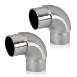 PRIOstahl Round Elbow Pipe Elbow Pipe Connector Plug Fitting Connector Round – Pack of 2 Diameter 42.4 mm for Round Pipes Pipe Handrail Connection for Plugging Railing Stainless Steel V2A