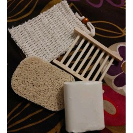 Amish Bar Soap 4 Piece Gift Set -  7 oz Bar Soap - Bag - Holder - Rack - New