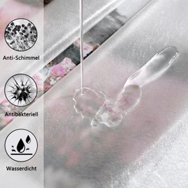 AooHome Shower Curtain 180 x 200 cm Transparent White with 5 Weight Magnets Bottom, Shower Curtains with 12 Hooks, Bathroom Curtain Frosted with Embossed Pattern, Waterproof, Anti-Mould for Bathtub,