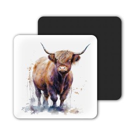 Set of 4 Highland Cow Coasters Perfect Highland Cow Gifts For Highland Cattle lovers and Highland Cow Birthdays