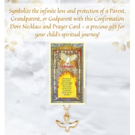 Holy Spirit Medal Catholic - with Laminated Holy Spirit Prayer Card, The Lord's Prayer Card | Gold Plated Dove Holy Spirit Pendant with Necklace | Catholic Holy Spirit Jewelry Set of 2 Items