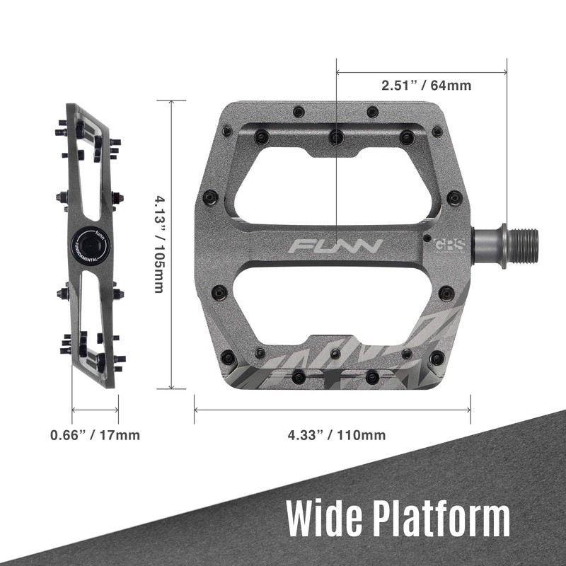 Funn Funndamental Flat Pedals - Wide Platform Bicycle Pedals for