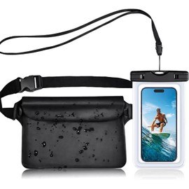 Keakitay Funda Impermeable para Celular, 7 Pulgadas Bolsa para Celular contra Agua con Cangurera Impermeable Sumergible para Playa Natación Canotaje Pesca, Protección Teléfono Móvil, Blanco