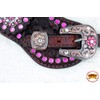HILASON Western Leather Spur Straps Brown Floral Crystals Bling Pink