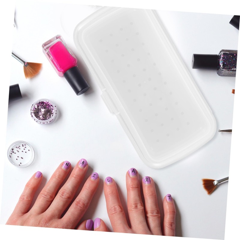 OHPHCALL Box of Manicure Tools Nail Organizer Nail Bits Clear