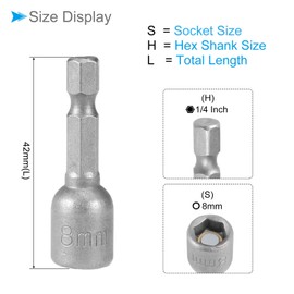 CoCud Driver Drill Bit 1/4" Hex Shank 8mm Socket 42mm Length Chrome Vanadium Steel Quick Change Magnetic Nut Setter - Perfect for Repair, Set of 2