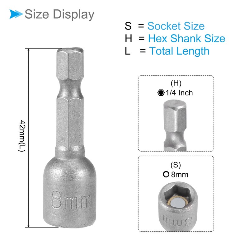 CoCud Driver Drill Bit 1/4" Hex Shank 8mm Socket 42mm