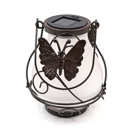 NUZAMAS - Linterna solar colgante al aire última intervensión, luz de jardín, energía solar, mariposa, llama, linterna impermeable, adorno de jardín, decoración al aire última intervensión, para porche, patio, mesa, césped, patio