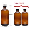 2pcs 16oz Amber Glass Boston Round Bottles with Air Tight
