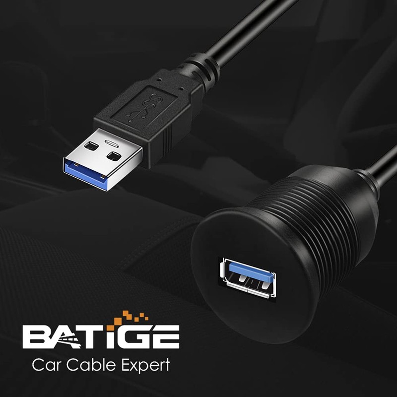 BATIGE Single Port USB 3.0 Male to Female AUX Car