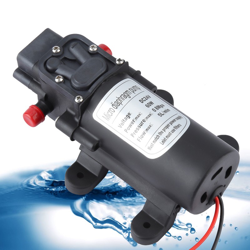 24V 60W Mini Electric Water Pump 5L/m Flow Micro Diaphragm