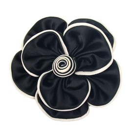 Extra Large Camellia Flower Brooches Lapel Pins Dainty Satin Fabric Brooches Big Rose Floral Brooch Elegant Hair Clip Pin for Women Wedding Party Dance Dress Clothes Accessories Jewelry 75mm (Black)