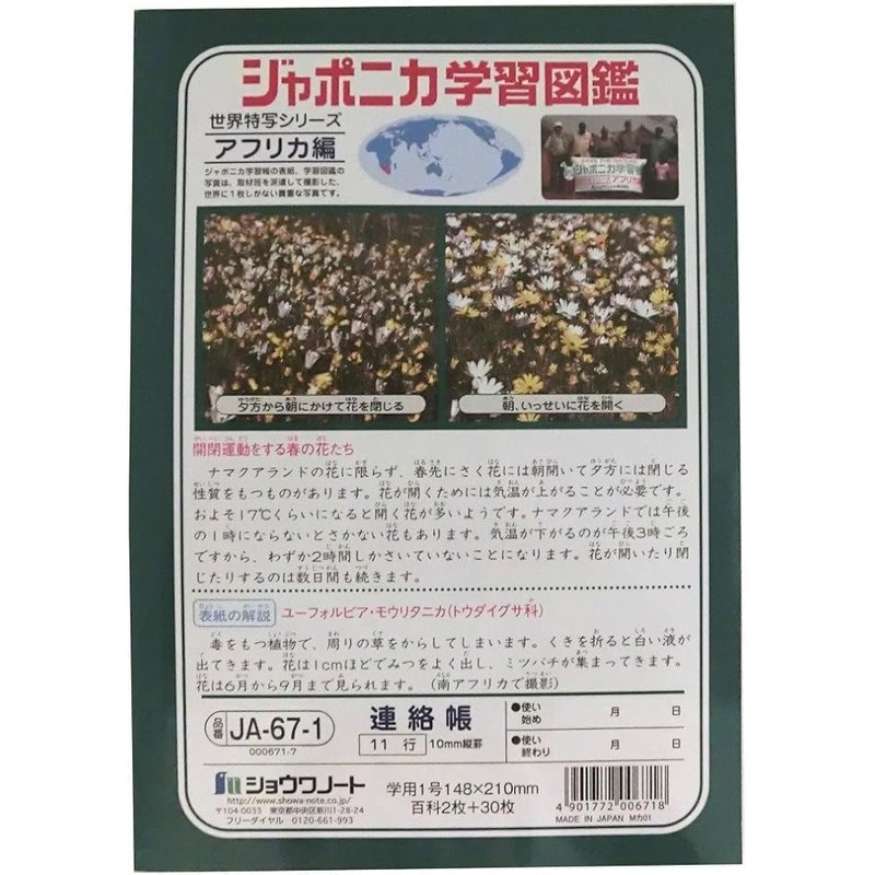 Showa Notebook, Study Book, Japonica Contact Book, 11 Lines, A5