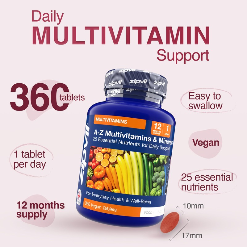 Zipvit A-Z Multivitamin Tablets, Vegan Multivitamin & Minerals for Men