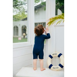 Traje de baño con protección UPF 50+ para niños y niñas, con broches de cambio rápido, talle 0 a 2, Vaenait, Fun_navy, Small (0-6 Meses)