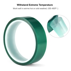 2 Roll Polyester High Temperature Masking Tape,PET Tape with Silicone Adhesive,Ideal for Painting,Powder Coating,Anodizing,Circuit Boards(Green,2 inches X 82 Feet