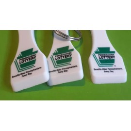 Pennsylvania State Lottery Ticket Scratcher Keychain White Lot of 3