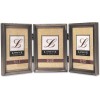 Lawrence Frames 3.5x5 Triple Pewter Picture Frame Vertical Hinged Metal Tabletop Display