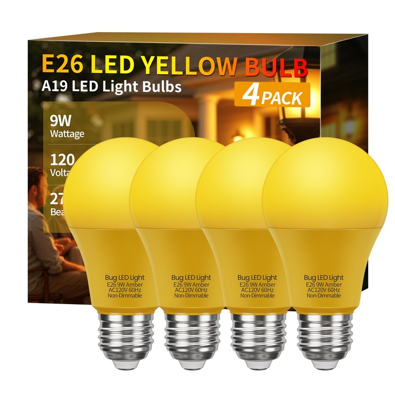 Roche Jaune Bug Light Bulbs for Outdoor - Yellow Bug