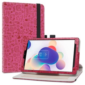 LiuShan Compatible with 360 Degree Rotation Stand PU Cute Pattern for 8" TCL Tab 8 SE 6048E,TCL TAB 8 LE 9137W,Tab 8 Plus 9138S,TAB 8 WiFi 9132X Tablet case,Rose Red