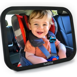 Funbliss Baby Car Mirror for Rear Facing Seat,360° Rotation, Safety Certified Shatterproof Acrylic Glass, Clear Wide View,Infant Mirror for Car Seat Rear Facing