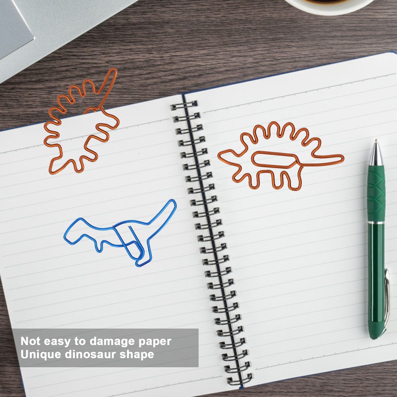 100Pcs Paper Clips Unique Dinosaur Shape Lightweight Portable Electroplating Process