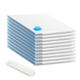 YSSOA Vacuum Storage Bags, 10-Jumbo Space Saver Vacuum Storage Bags, Vacuum Seal Bags for Clothing, Clothes, Comforters and Blankets Clear