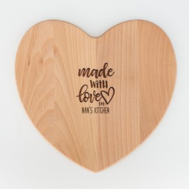 Engraved Nan’s Kitchen Chopping Board – Solid Wood Heart Shape Cutting Board - Multiple Options: Mummy, Grandma, Granny, Nan, Nana, Nanna, Nanny, Nannie – Gift Idea from Grandchildren (Nan)
