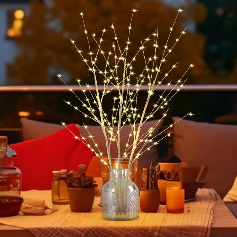 Lighted Birch Branches Plug in with Timer 33IN 180 LED
