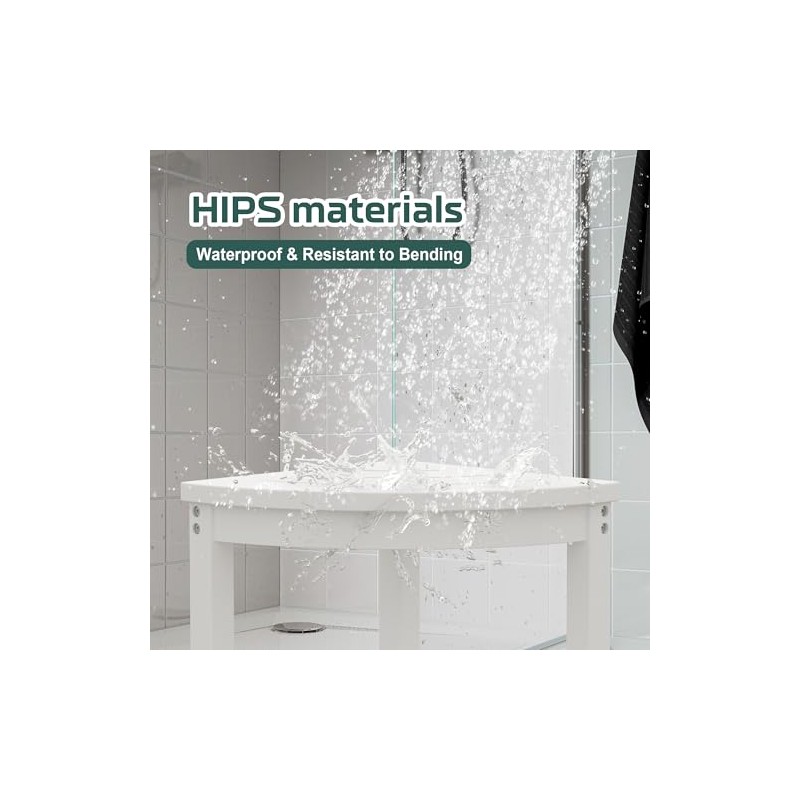 Waterproof Corner Shower Stool for Inside Shower, Poly Lumber Shower