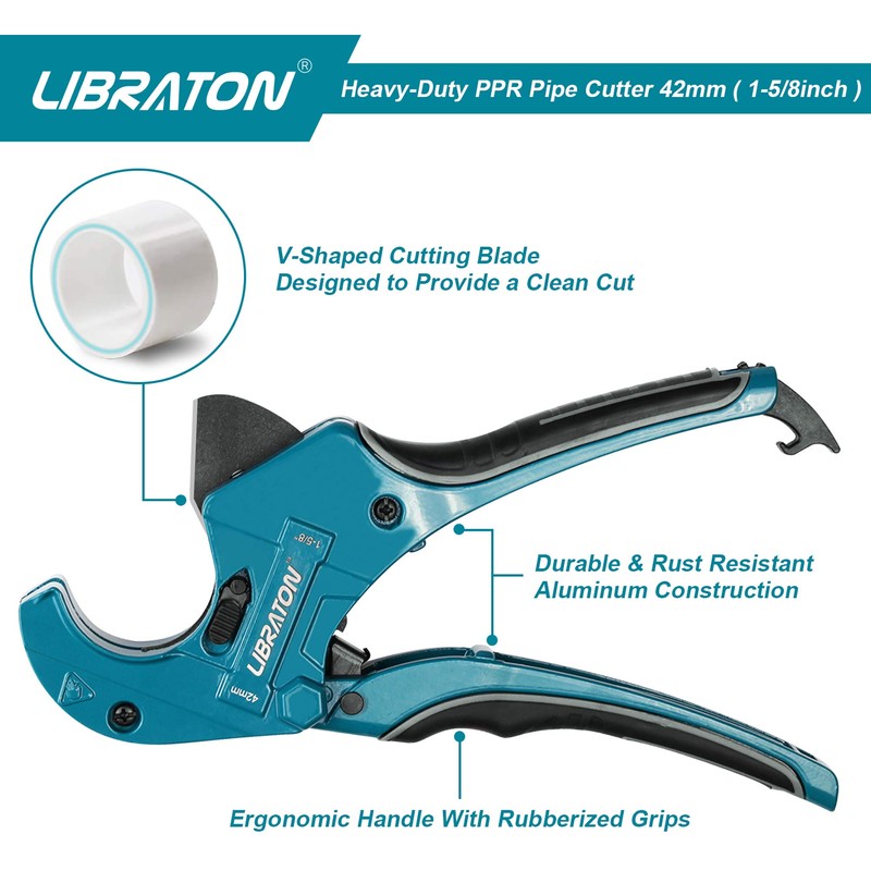 Libraton Pipe Cutter, Plastic Pipe Cutter 42mm, PVC Cutter with