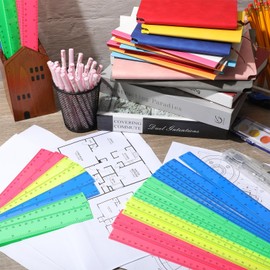 Zonon 50 Pcs 6 Inch/12 Inch Plastic Rulers Bulk Flexible Straight Rulers with Inches Centimeters First Day of School Gift Students Back to School Office Home Supplies(Colorful,12 Inch)