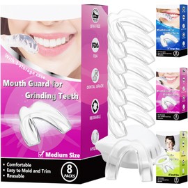 Women Mouth Guard for Teeth Grinding, Pack of 8 Moldable Mouth Guards for Clenching Teeth, Comfortable Night Guard for Teenagers Sport Athletic, Whitening Tray